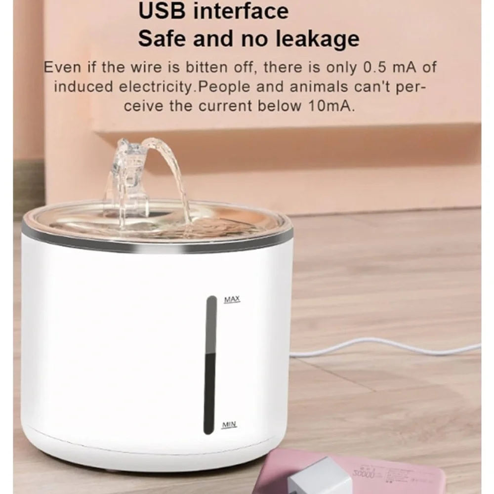 Pet Fountain with Stainless Steel Tray, Automatic Dog / Cat Water Bowl Fountain